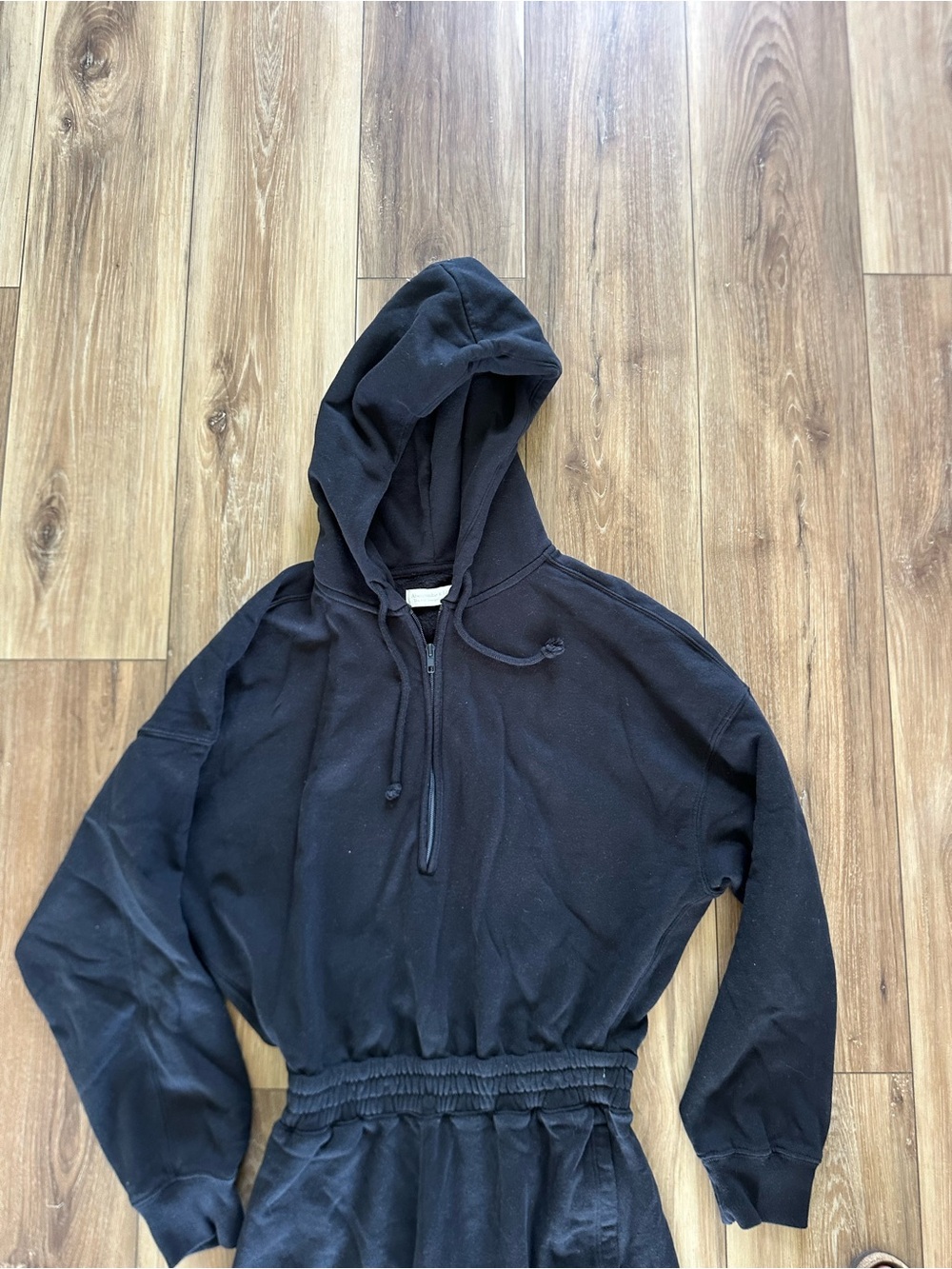 Abercrombie & Fitch Women's Black long sleeve Hooded fleece Jumpsuit size MT - Picture 5 of 8